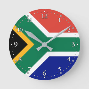 South Africa Flag Round Clock