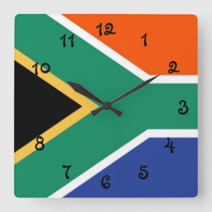 South Africa Flag Square Wall Clock