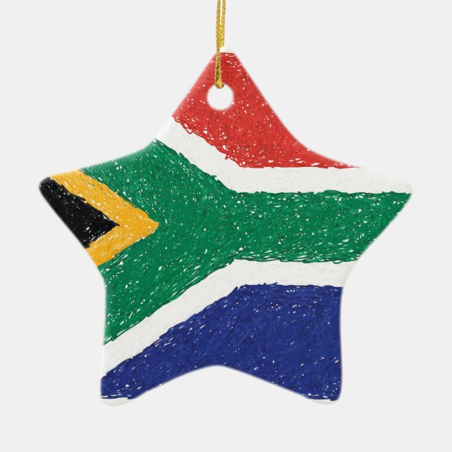 South Africa Flag Theme Ceramic Tree Decoration (Front)