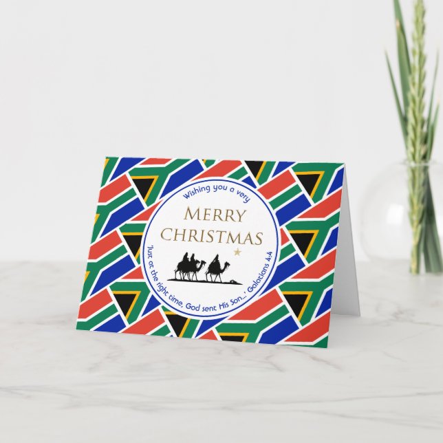 SOUTH AFRICA FLAG Three Wise Men MZANSI Christmas Holiday Card (Front)