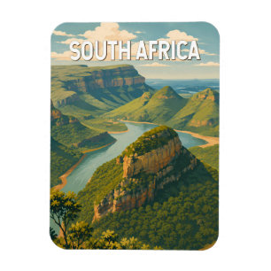 South Africa Illustration Travel Art Vintage Magnet