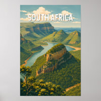 South Africa Illustration Travel Art Vintage
