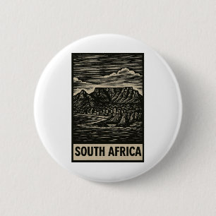 South Africa Linocut Style 6 Cm Round Badge
