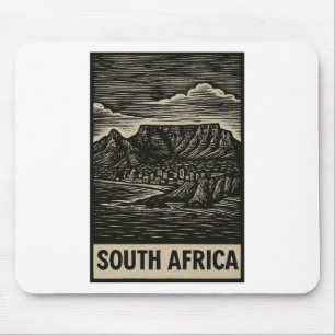 South Africa Linocut Style Mouse Pad