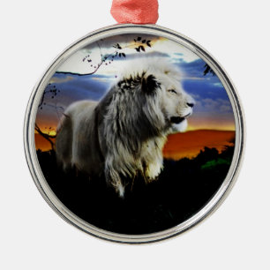 South Africa Lion in the Jungle Metal Ornament