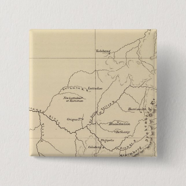 South Africa Lithographed Map 15 Cm Square Badge (Front)