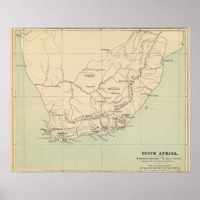 South Africa Lithographed Map Poster (Front)