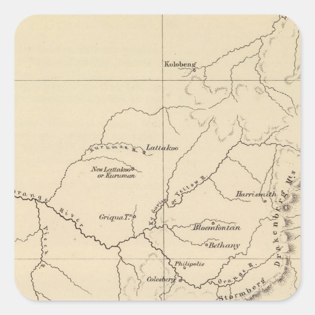 South Africa Lithographed Map Square Sticker (Front)