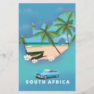 South Africa Map Illustration travel poster.