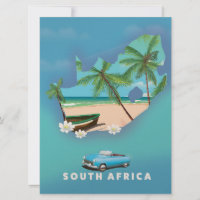 South Africa Map Illustration travel poster.
