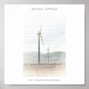 South Africa Mountains Landscape Travel Poster