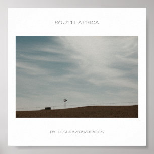 South Africa Mountains Landscape Travel Poster