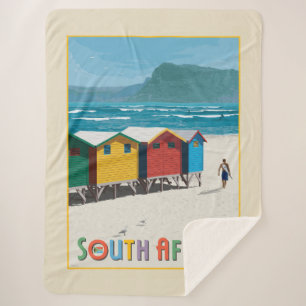 South Africa Muizenberg Beach Sherpa Blanket