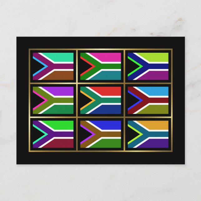 South Africa Multihue Flags Postcard (Front)