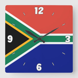 South Africa National Flag Patriotic Square Wall Clock