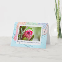 South Africa Pink King Protea Floral Emblem on Map