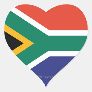 South Africa Plain Flag Heart Sticker