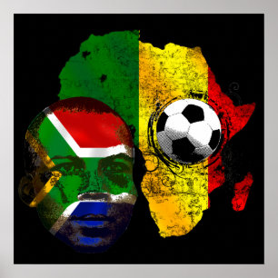 South Africa soccer lovers South AFrican flag face Poster