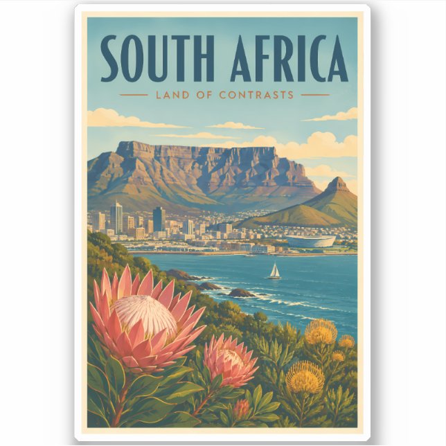 South Africa Table Mountain Illustration Travel (Front)