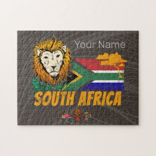 South Africa Vintage Lion Flag Safari Souvenir Jigsaw Puzzle