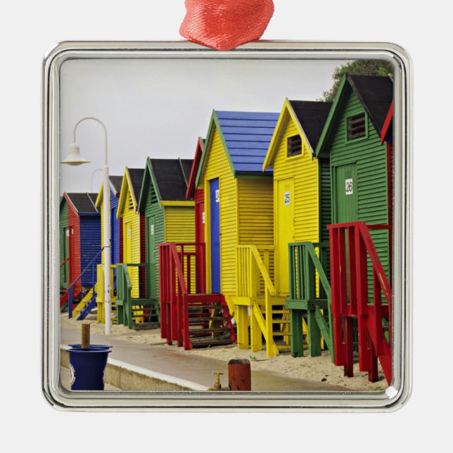 South Africa, Western Cape, St James. Colourful Metal Ornament (Front)