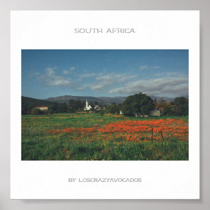 South Africa Wild Flowers Landscape Travel Poster