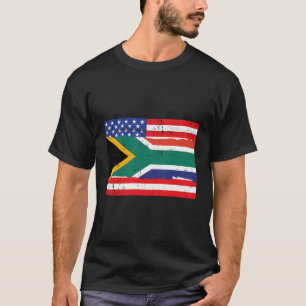 South African American Flag Distressed T-Shirt