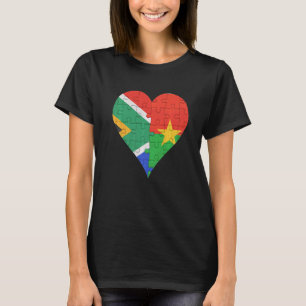 South African Burkinabe Flag Heart T-Shirt