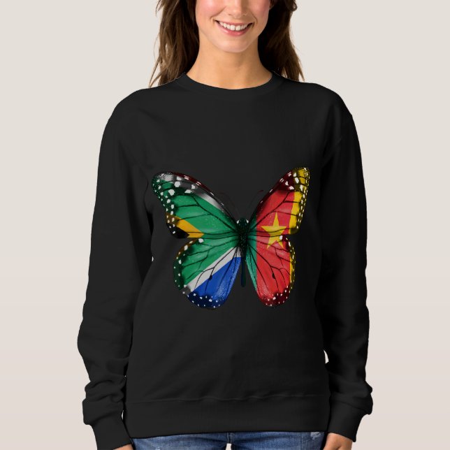 South African Cameroonian Flag Butterfly Sweatshirt (Front)