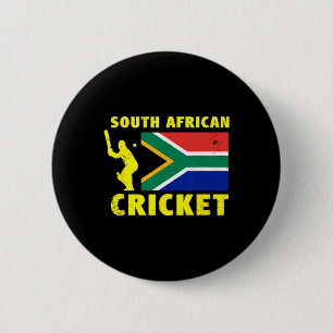 South African Cricket With South Africa Flag 6 Cm Round Badge