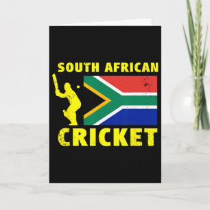 South African Cricket With South Africa Flag Card