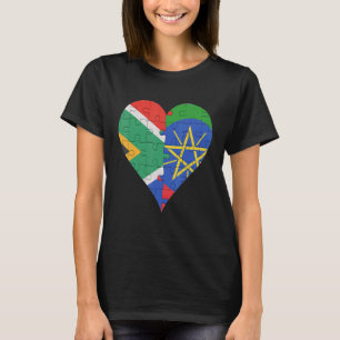 South African Ethiopian Flag Heart T-Shirt