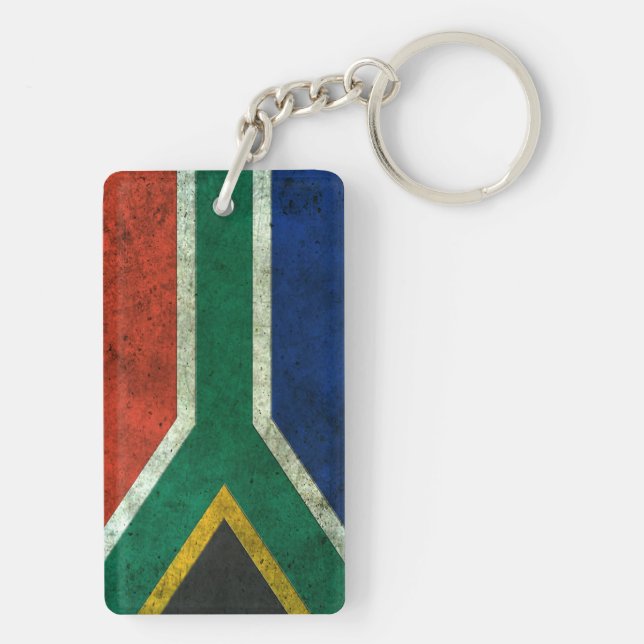 South African Flag Aged Steel Effect Key Ring (Back)