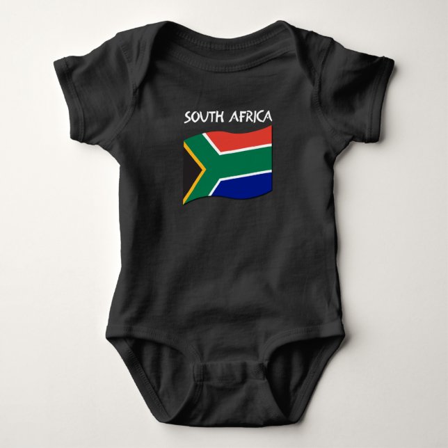 South African Flag Baby One Piece in Black II Baby Bodysuit (Front)