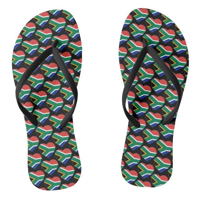 South African Flag Colours Hearts Pattern Patrioti Thongs (Footbed)
