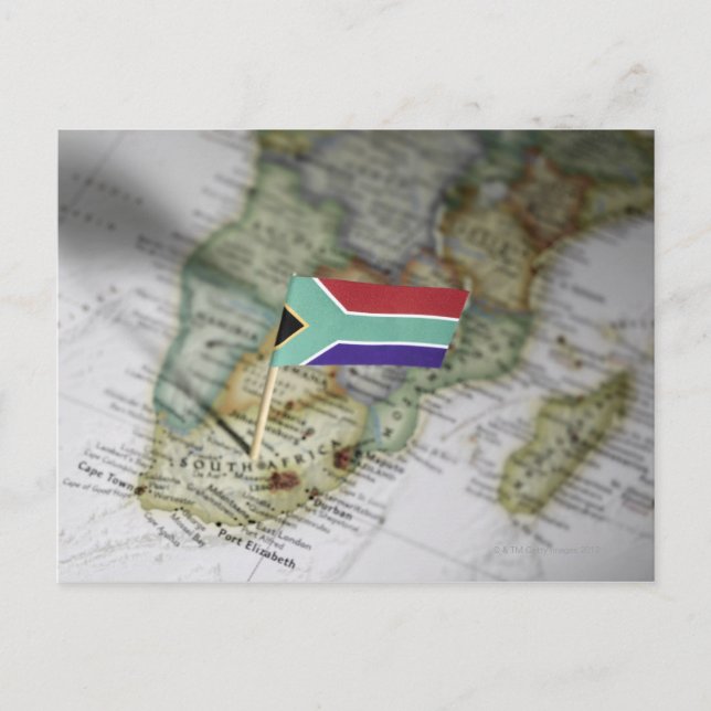 South African flag in map Postcard (Front)