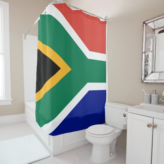 South African Flag Shower Curtain (In Situ)