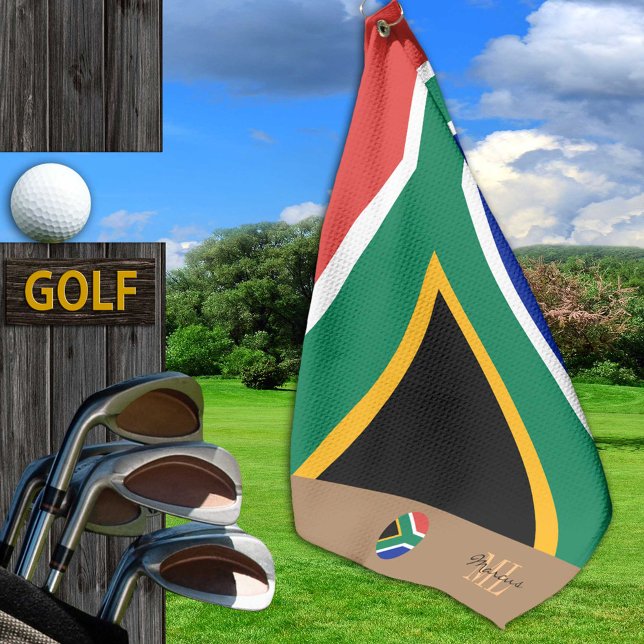 South African flag & South Africa monogrammed Golf Towel (Creator Uploaded)