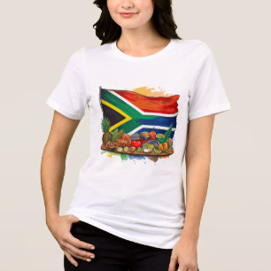 South African Flag with Traditional Food Artwork Tri-Blend Shirt