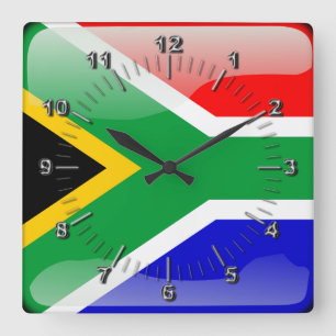 South African glossy flag Square Wall Clock