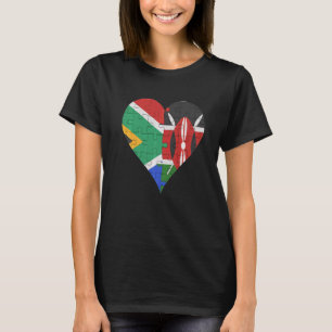 South African Kenyan Flag Heart   T-Shirt