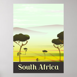 South African landscape evening travel poster