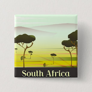 South African landscape evening travel poster 15 Cm Square Badge