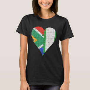 South African Nigerian Flag Heart T-Shirt
