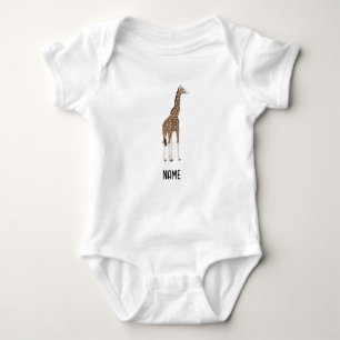 South African Safari Wildlife Illustrated Giraffe Baby Bodysuit