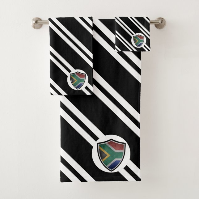 South African shield flag bath towel set (Insitu)