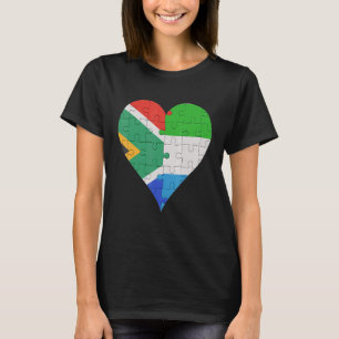 South African Sierra Leonean Flag Heart T-Shirt