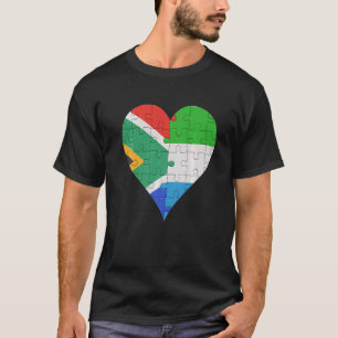 South African Sierra Leonean Flag Heart T-Shirt