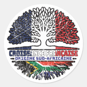 South African South Africa French France Tree Classic Round Sticker