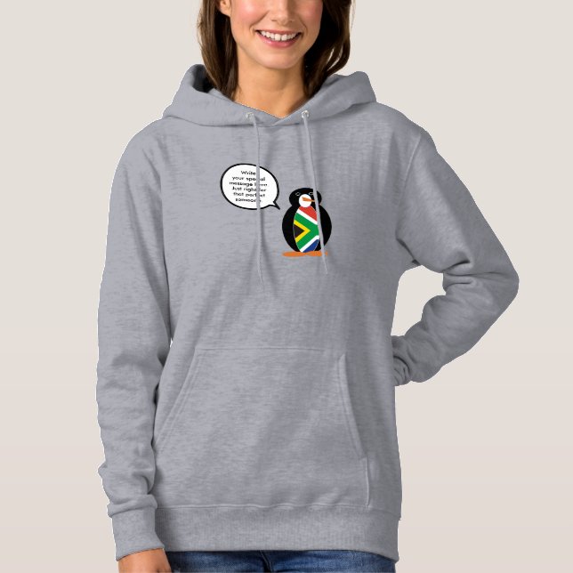 South African Talking Ms. Penguin Personalize Text Hoodie (Front)